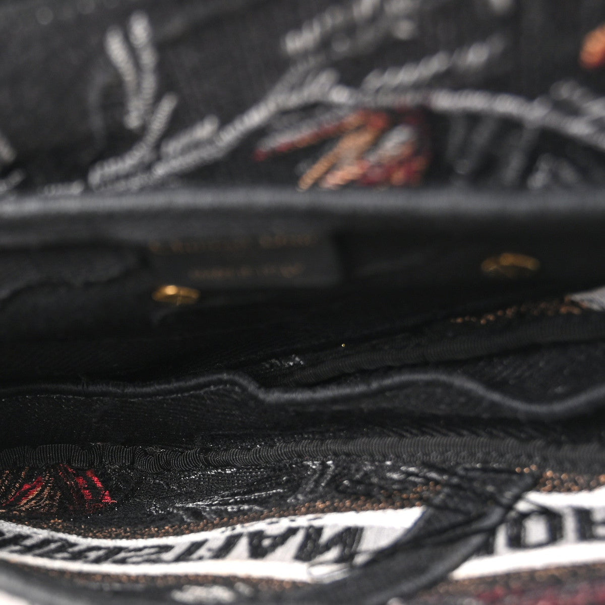 Canvas Embroidered Camouflage Flowers Saddle Bag Black Multicolor