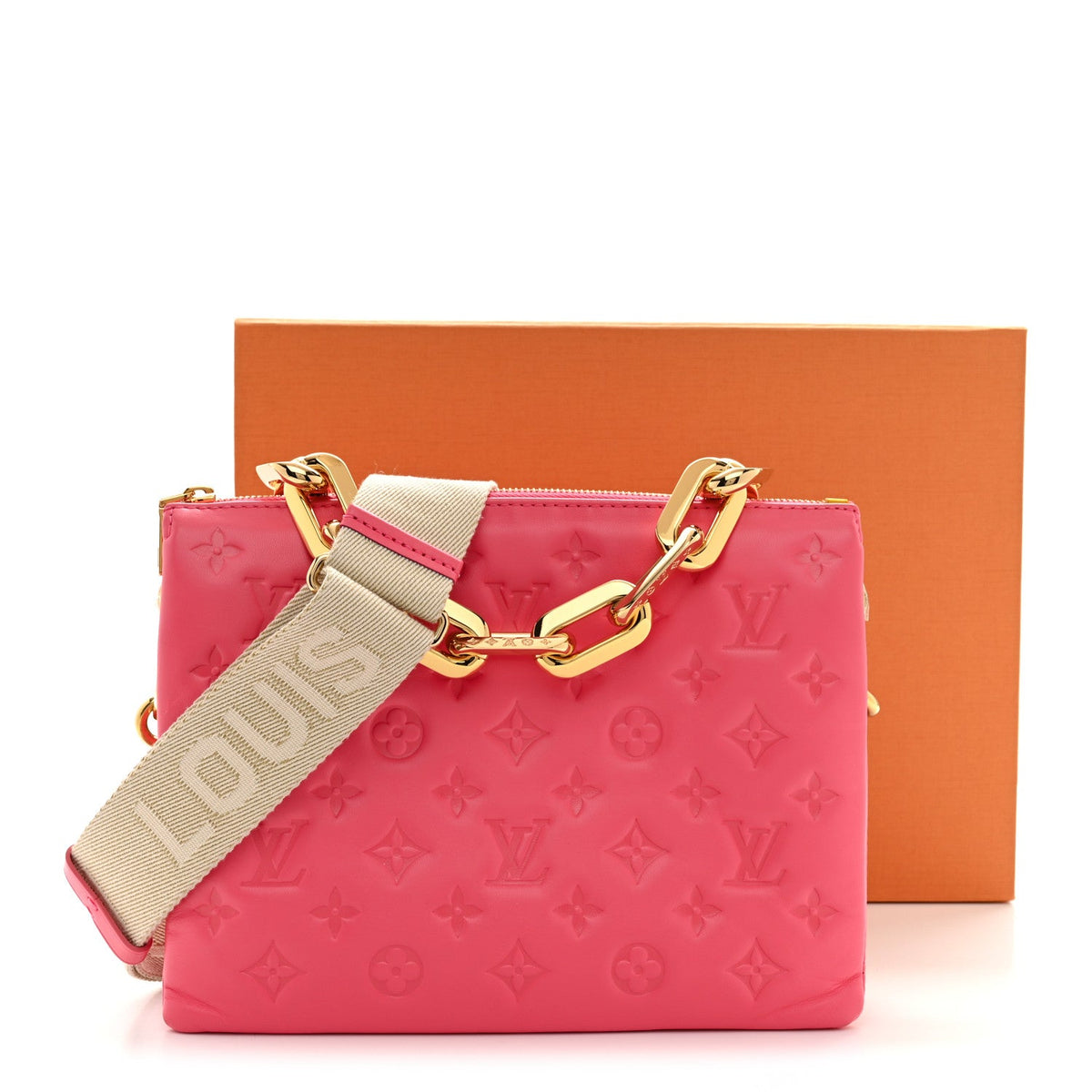 Lambskin Embossed Monogram Coussin PM Pink