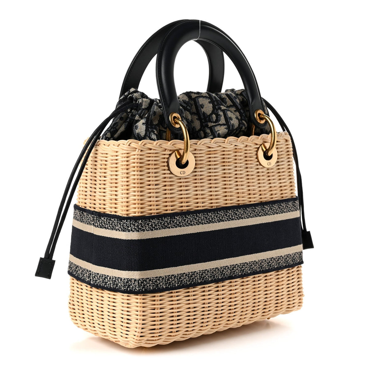 Wicker Oblique Medium Lady Dior Bag Blue
