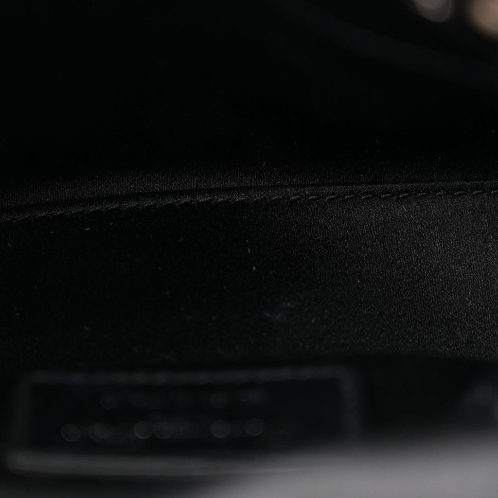 Satin Crystal Cannage Mini Lady Dior Black
