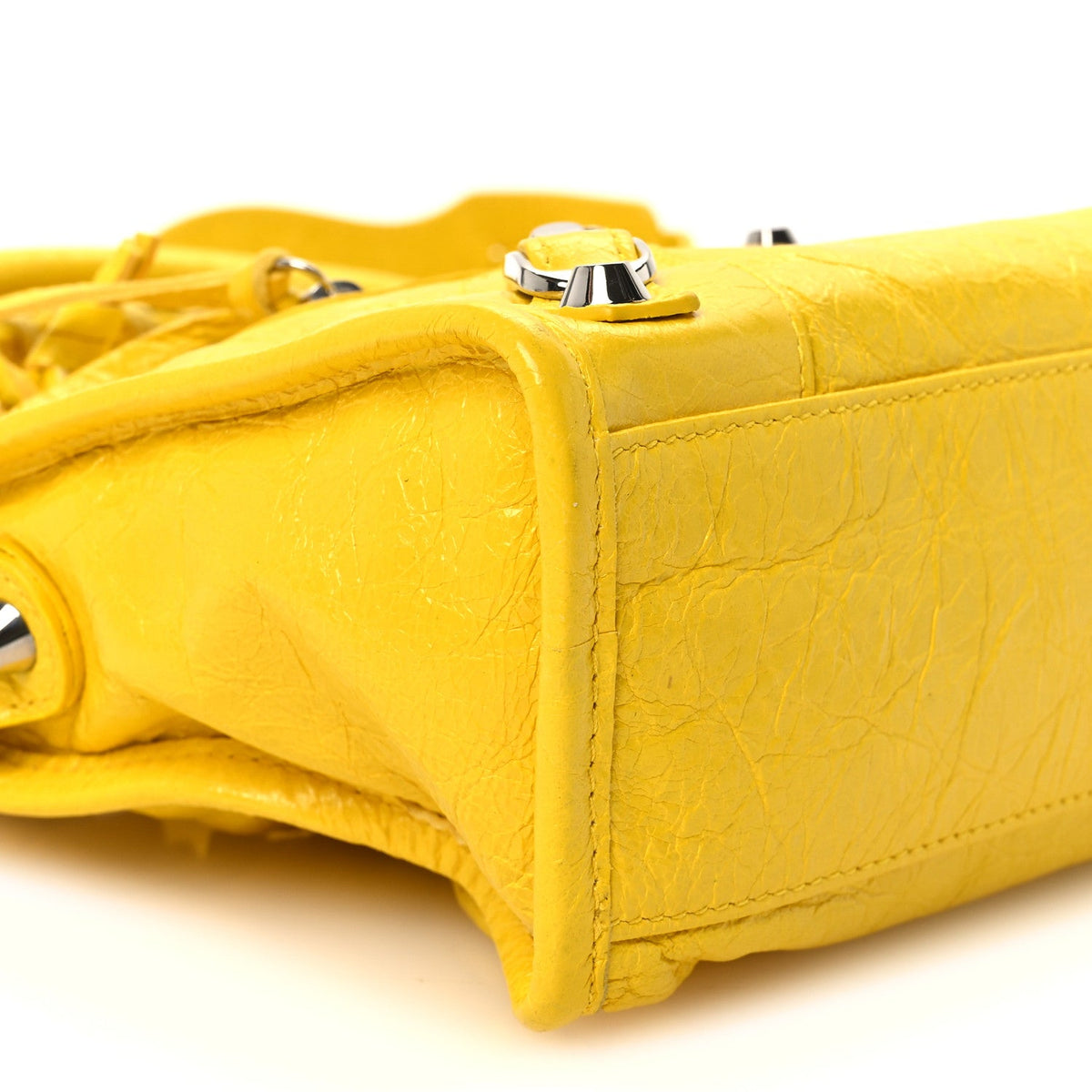 Agneau Classic Silver Hardware Mini City Yellow