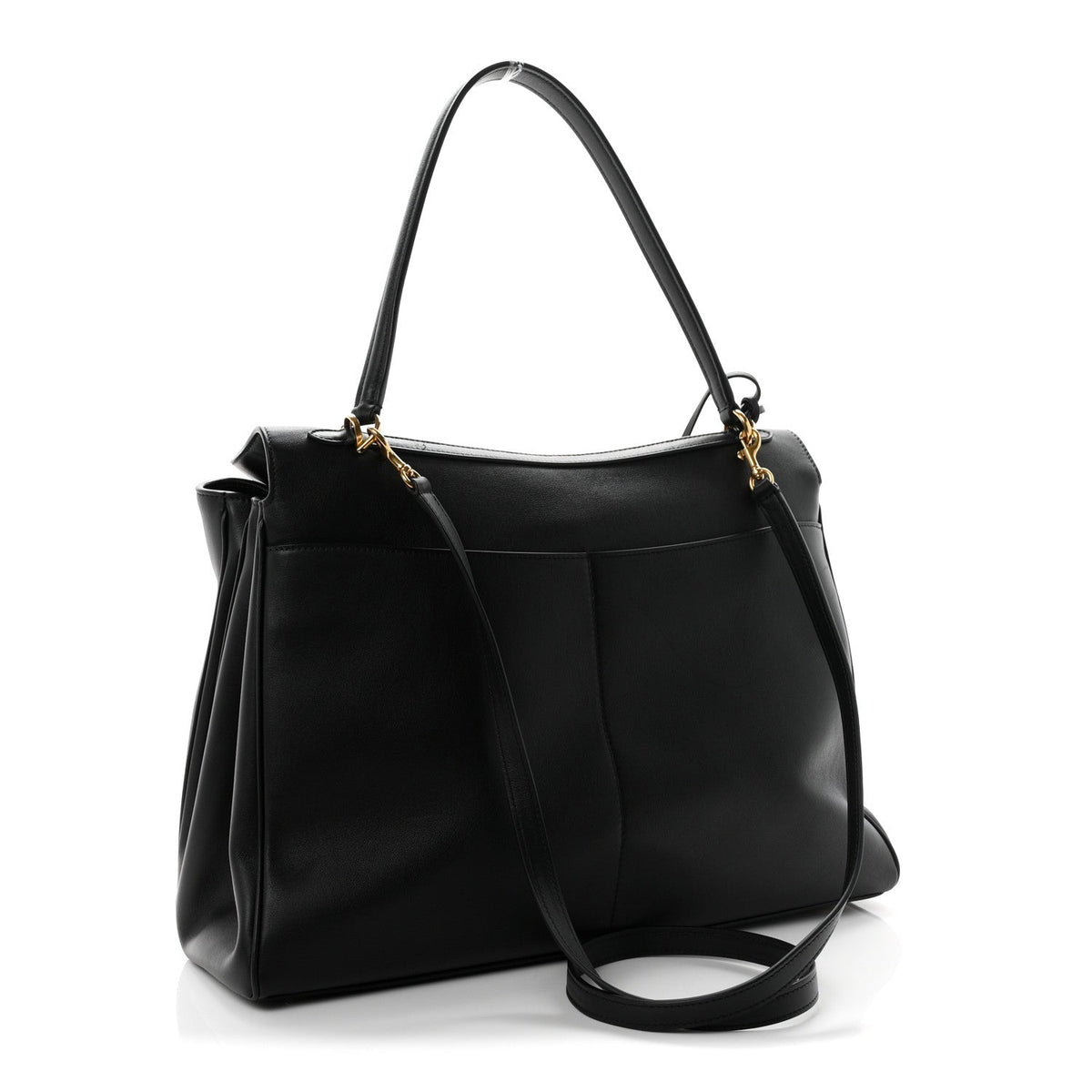 Smooth Calfskin Large Rodeo Top Handle Handbag Black