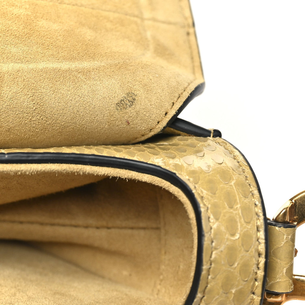 Snakeskin Mini Saddle Bag Beige