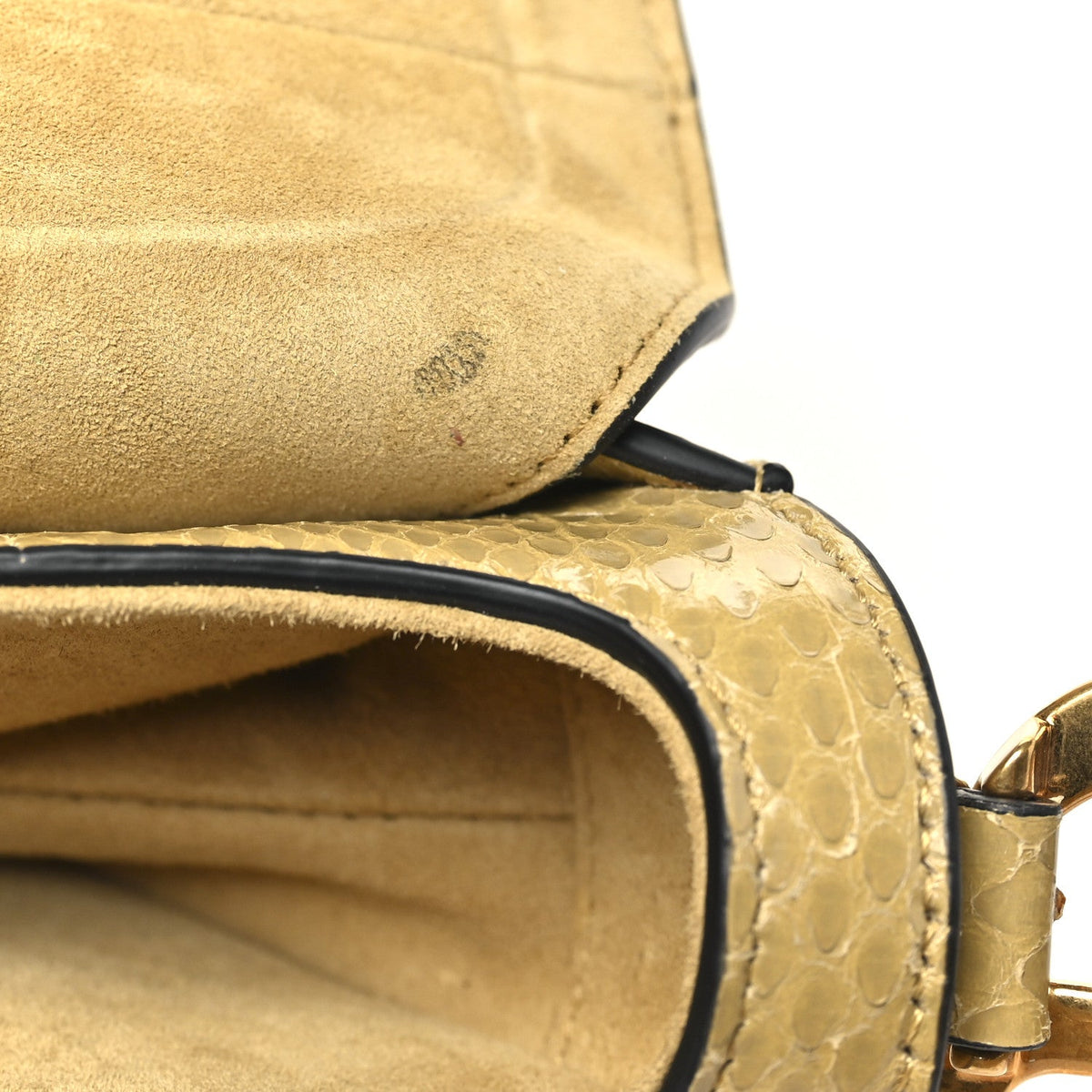 Snakeskin Mini Saddle Bag Beige