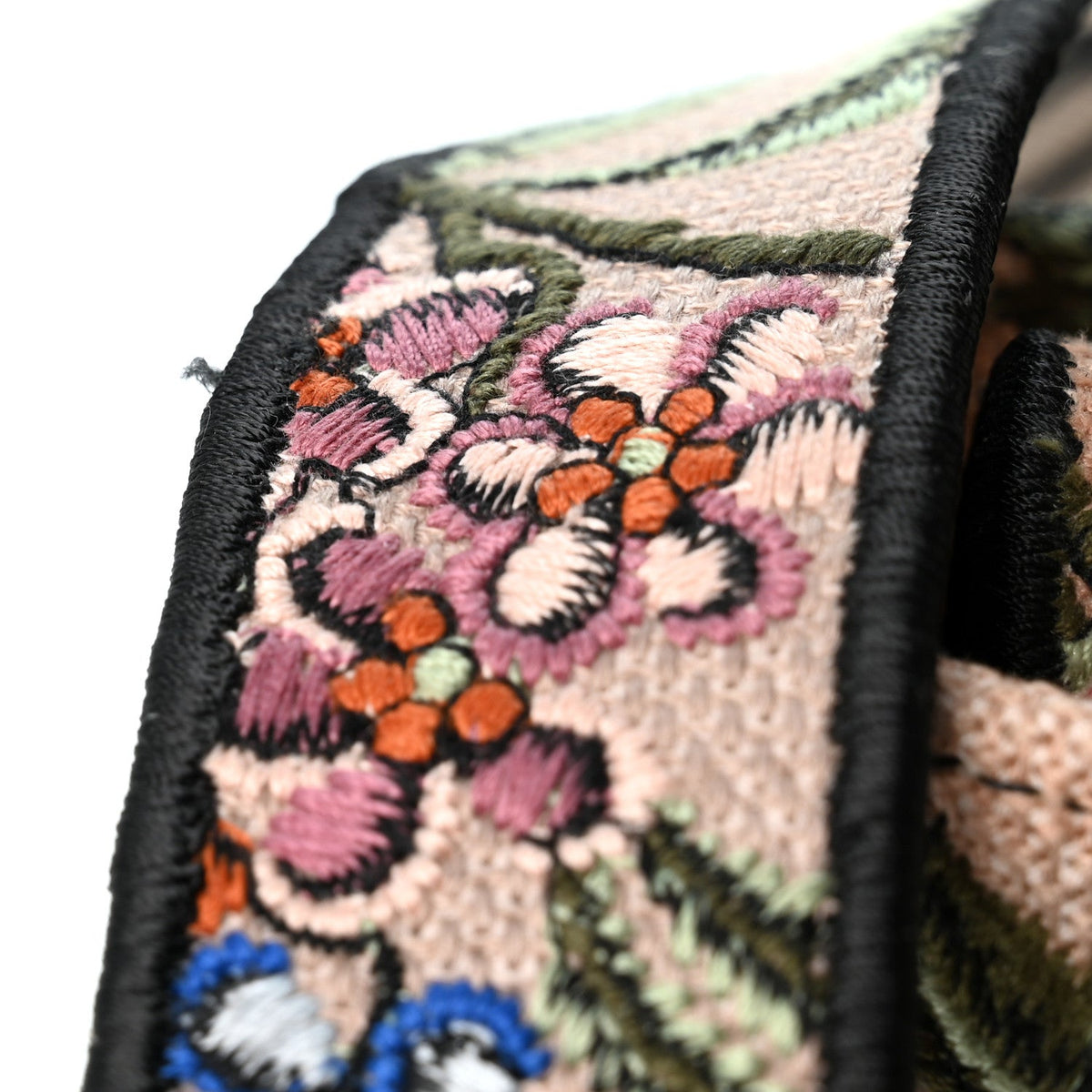 Canvas Petites Fleurs Embroidered Mini Lady D-Lite Rose Multicolor