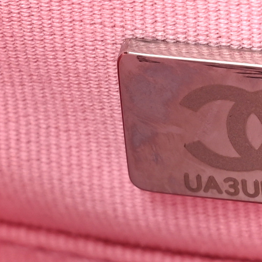 Canvas Calfskin Striped Large Deauville Tote Pink Blue