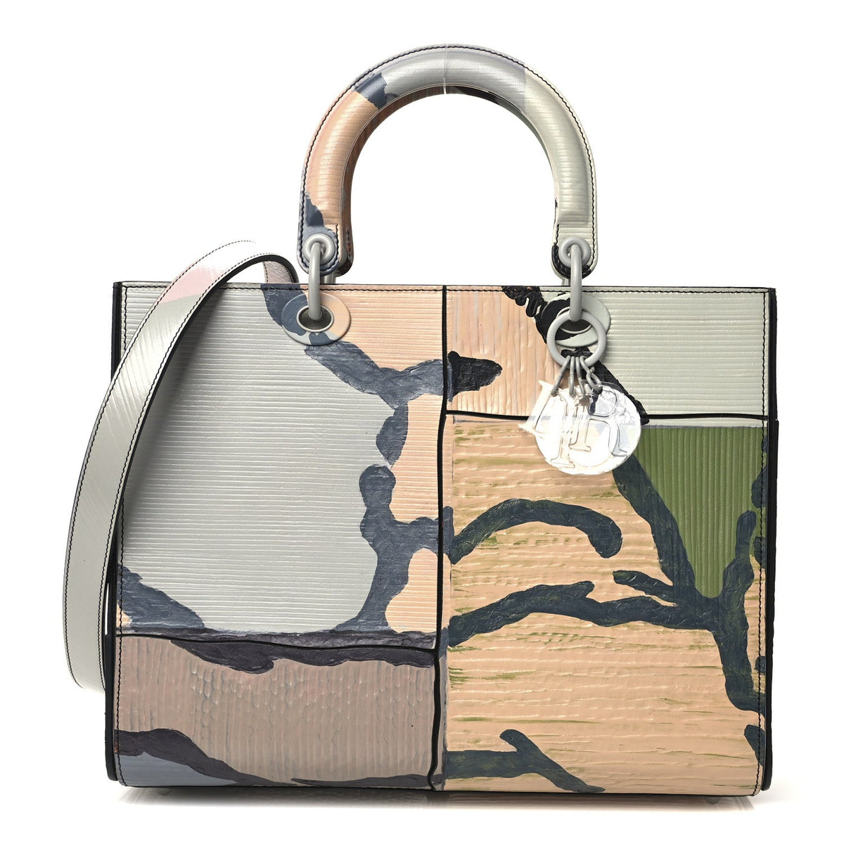 x LI SONGSONG Calfskin Painted Patchwork Large Lady Dior Art Multicolor