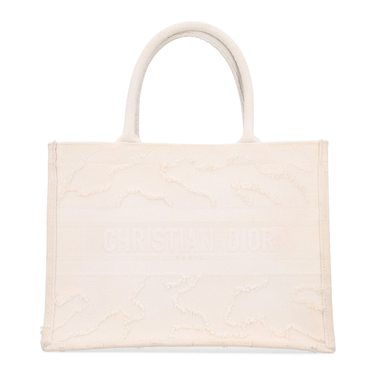 Canvas Embroidered Camouflage Medium Book Tote White