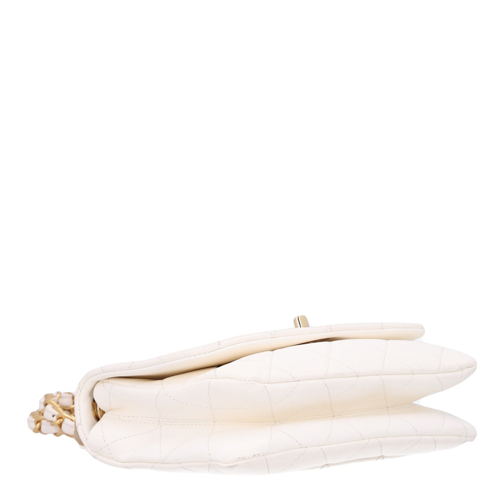 Lambskin Quilted Small Color Match Flap White Multicolor