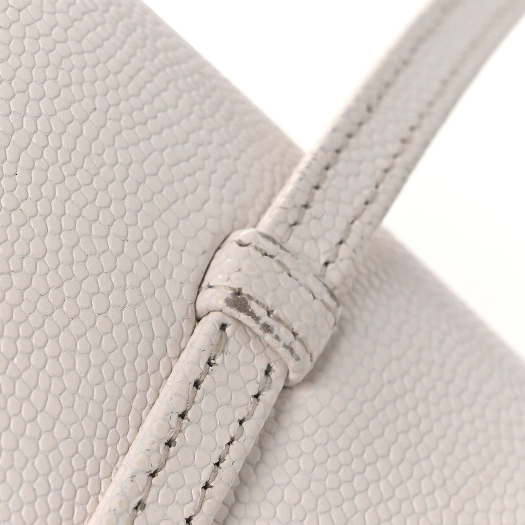 Shiny Caviar Mini Preppy Coco Shoulder Bag White
