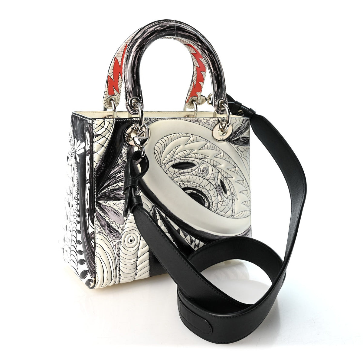 Calfskin Quilted Jack Pierson Art Lady Dior White Black Multicolor