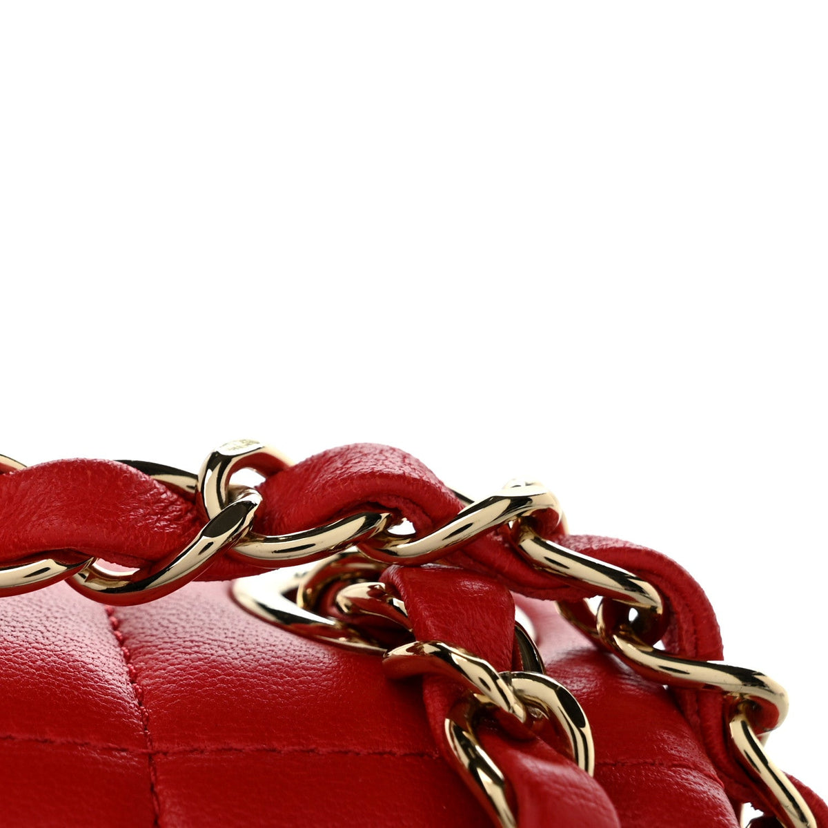 Lambskin Resin Crystal Square Quilted Monacoco Mini Flap Red