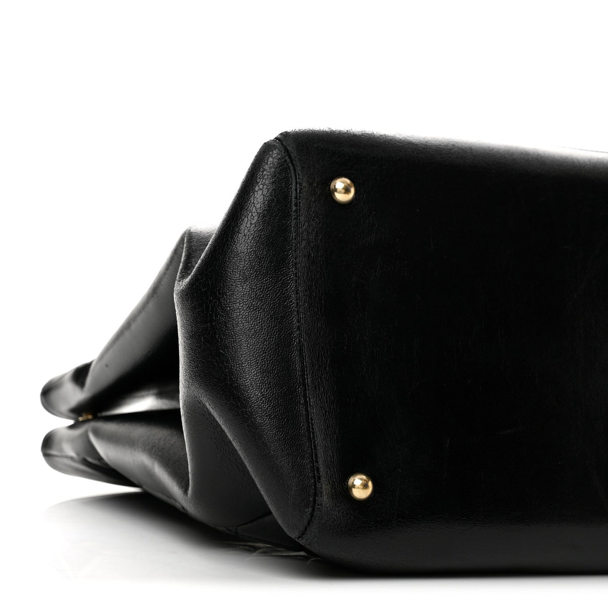 Shiny Lambskin Quilted Large 31 Shopping Bag Black
