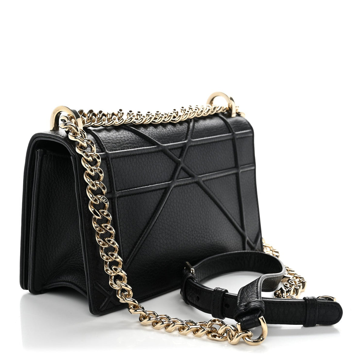 Grained Calfskin Small Diorama Flap Bag Black