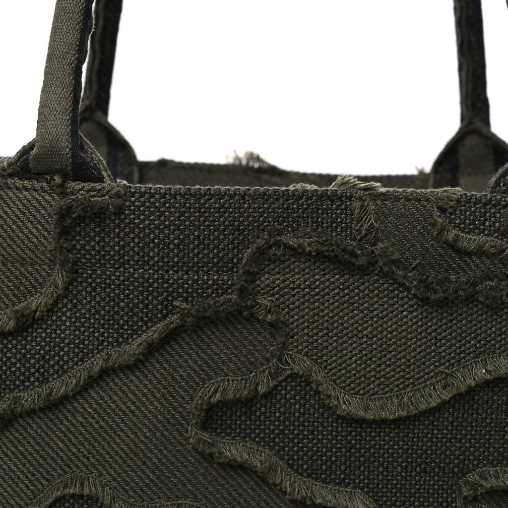 Canvas Embroidered Camouflage Book Tote Green