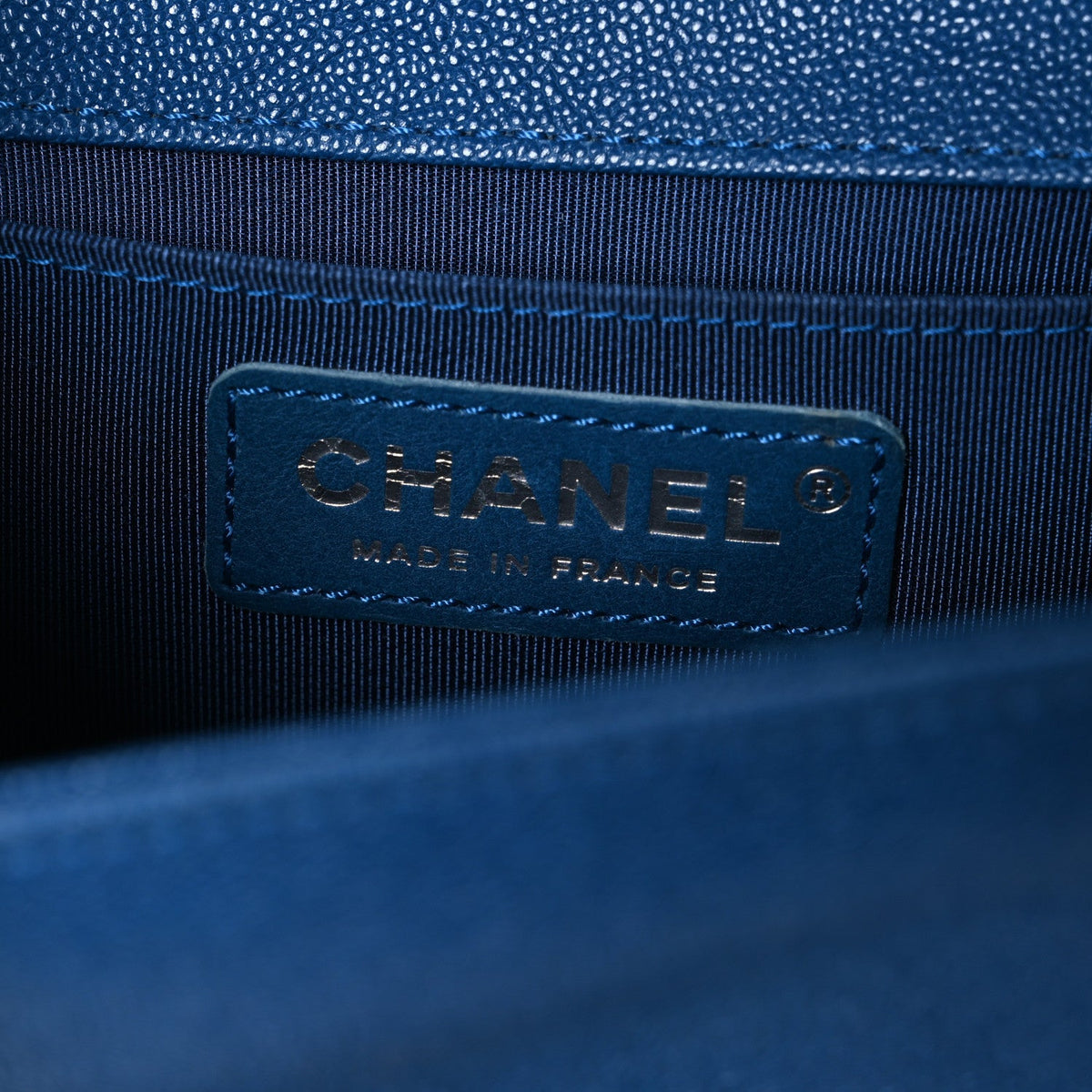 Caviar Quilted Small Boy Flap Blue