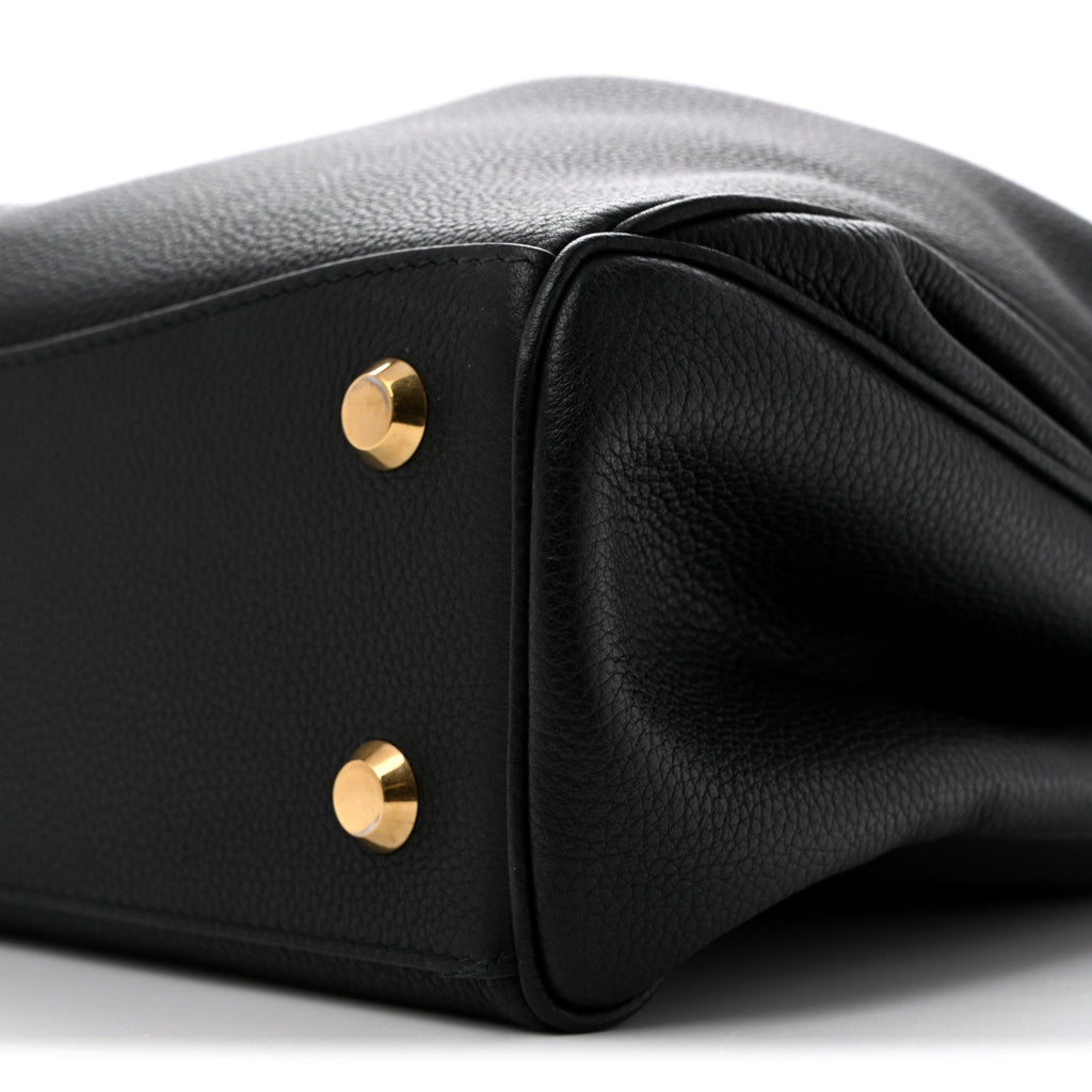 Grained Calfskin Medium Rodeo Top Handle Handbag Black
