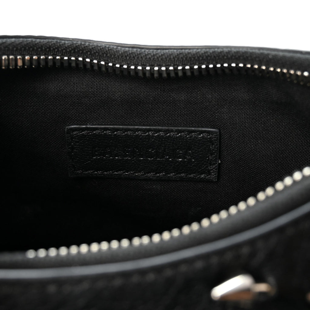 Agneau Arena Pierced Le Cagole Shoulder Bag XS Black