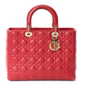 Lambskin Cannage Large Lady Dior Red