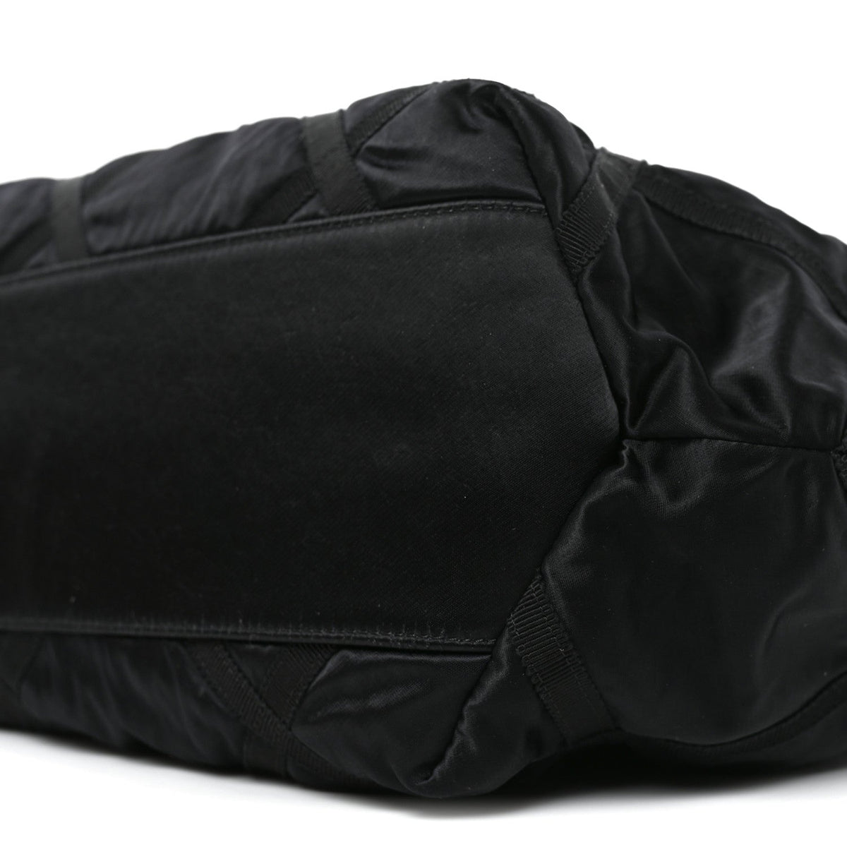 Nylon Grosgrain Quilted Lifestyle Shopping Tote Black