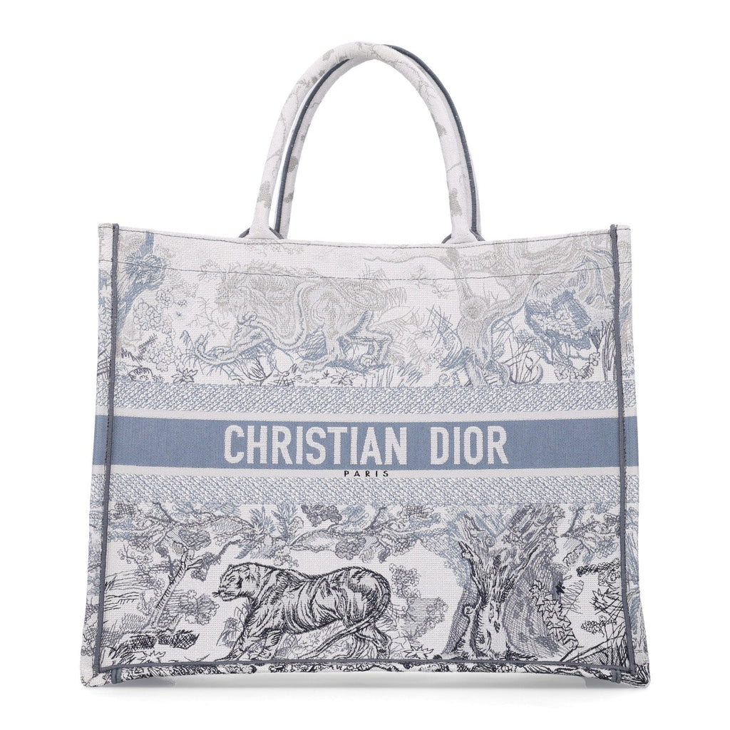 Gradient Canvas Embroidered Large Dioriviera Toile De Jouy Book Tote Blue