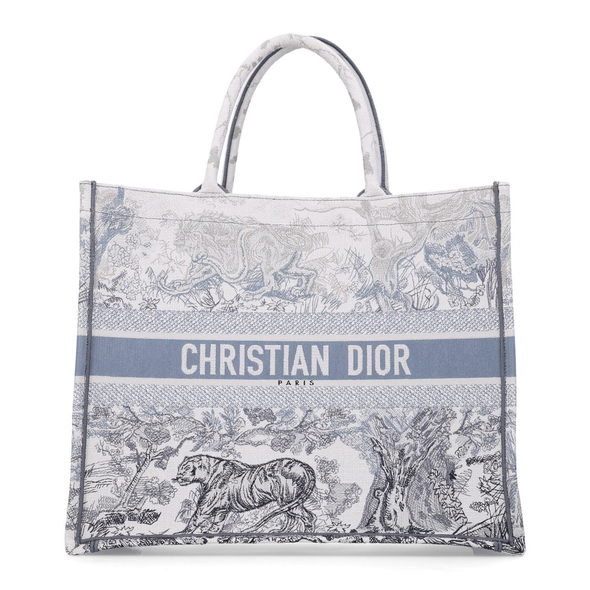 Gradient Canvas Embroidered Large Dioriviera Toile De Jouy Book Tote Blue