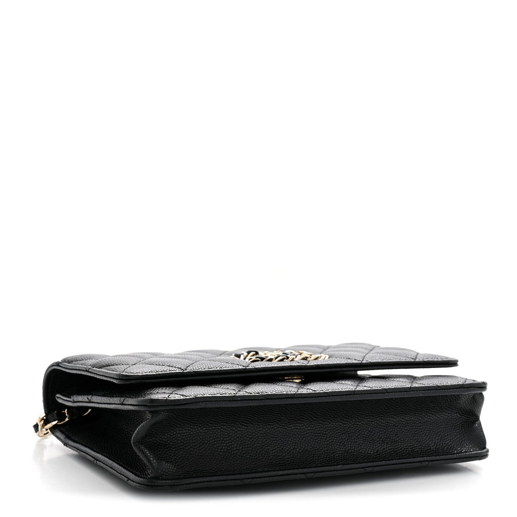 Caviar Quilted French New Wave Chain CC Wallet On Chain WOC Black