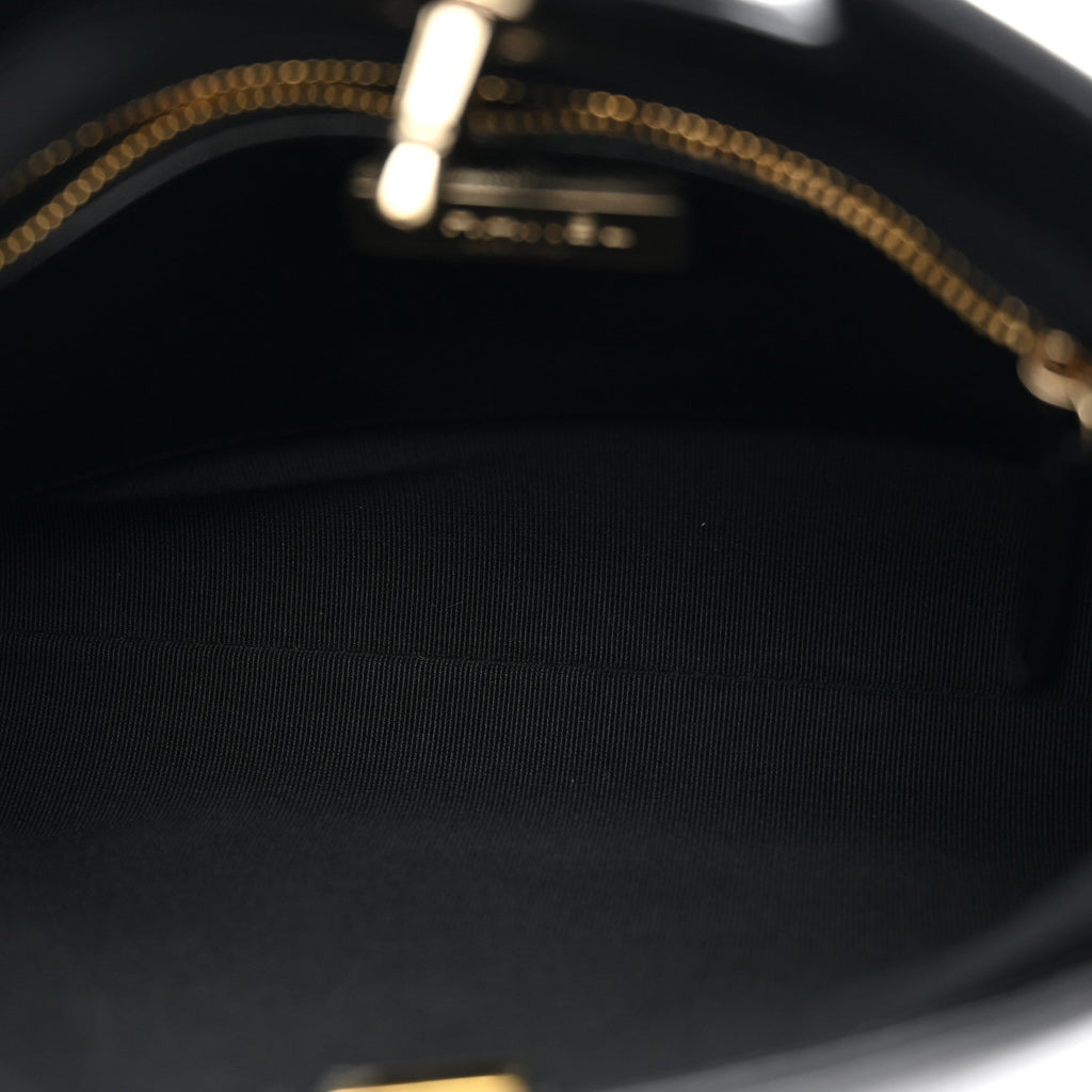 Aged Calfskin Quilted Mini 31 Shopping Bag Black