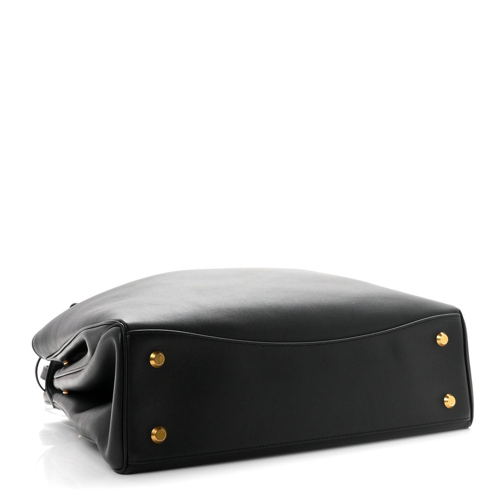 Smooth Calfskin Large Rodeo Top Handle Handbag Black