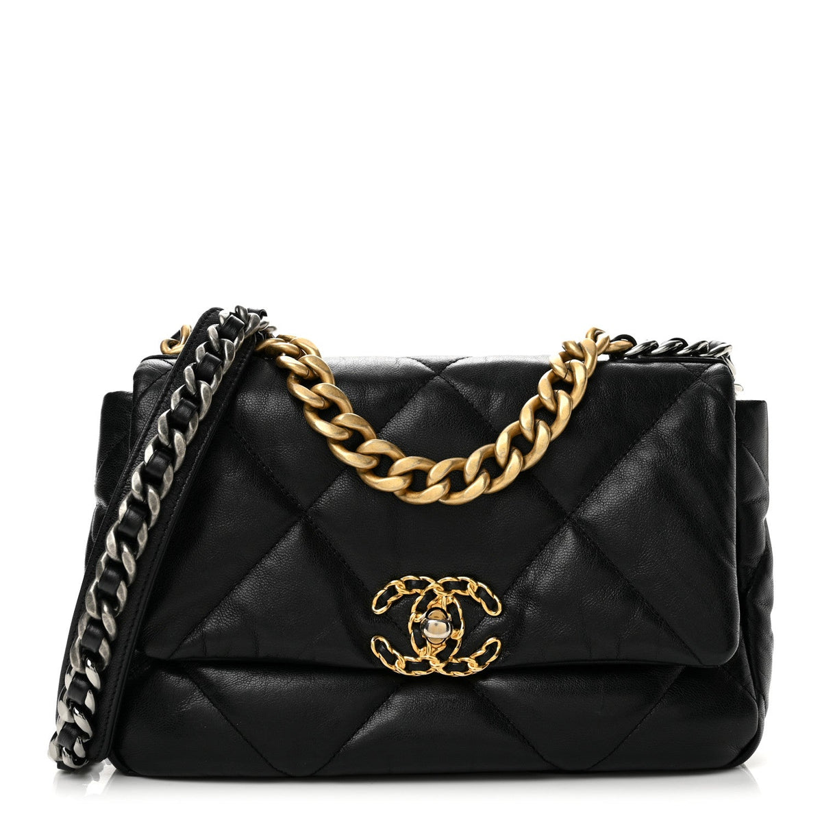 Goatskin Quilted Medium Chanel 19 Flap Black