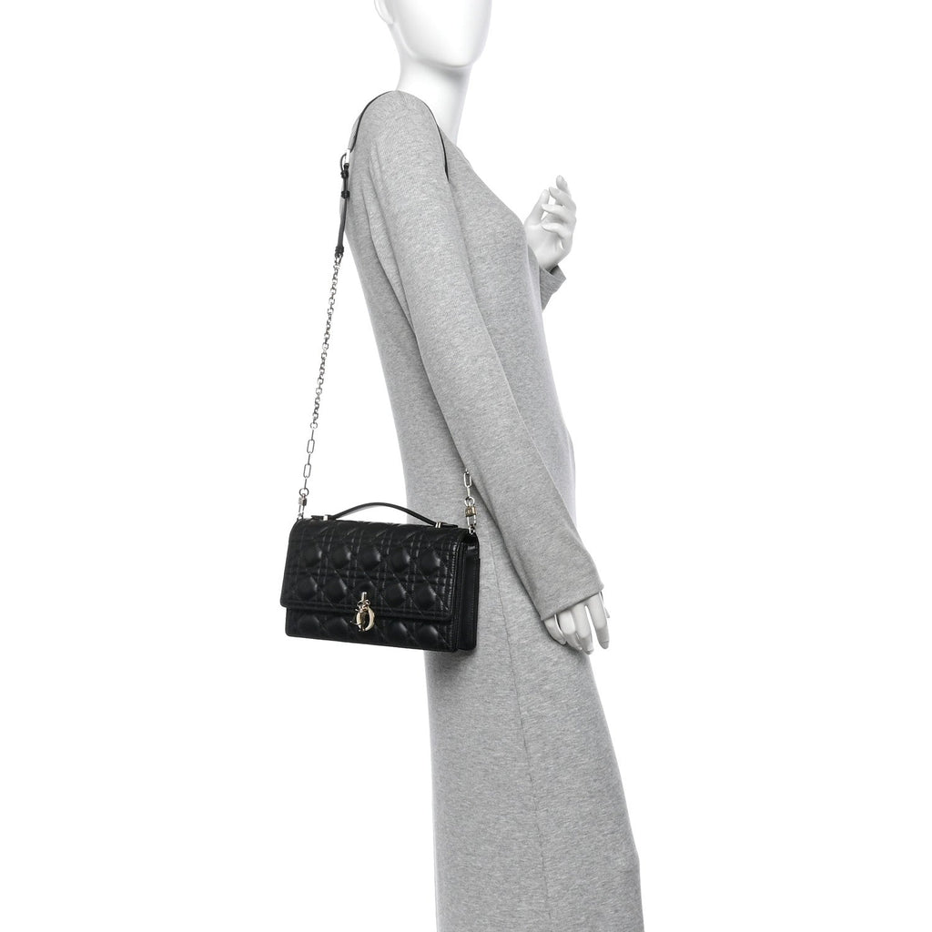 Lambskin Cannage My Dior Top Handle Bag Black