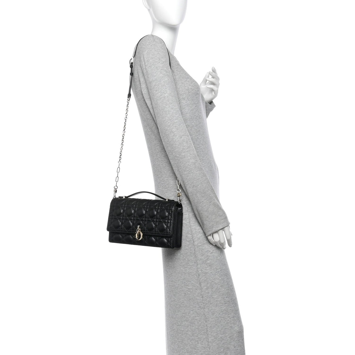 Lambskin Cannage My Dior Top Handle Bag Black