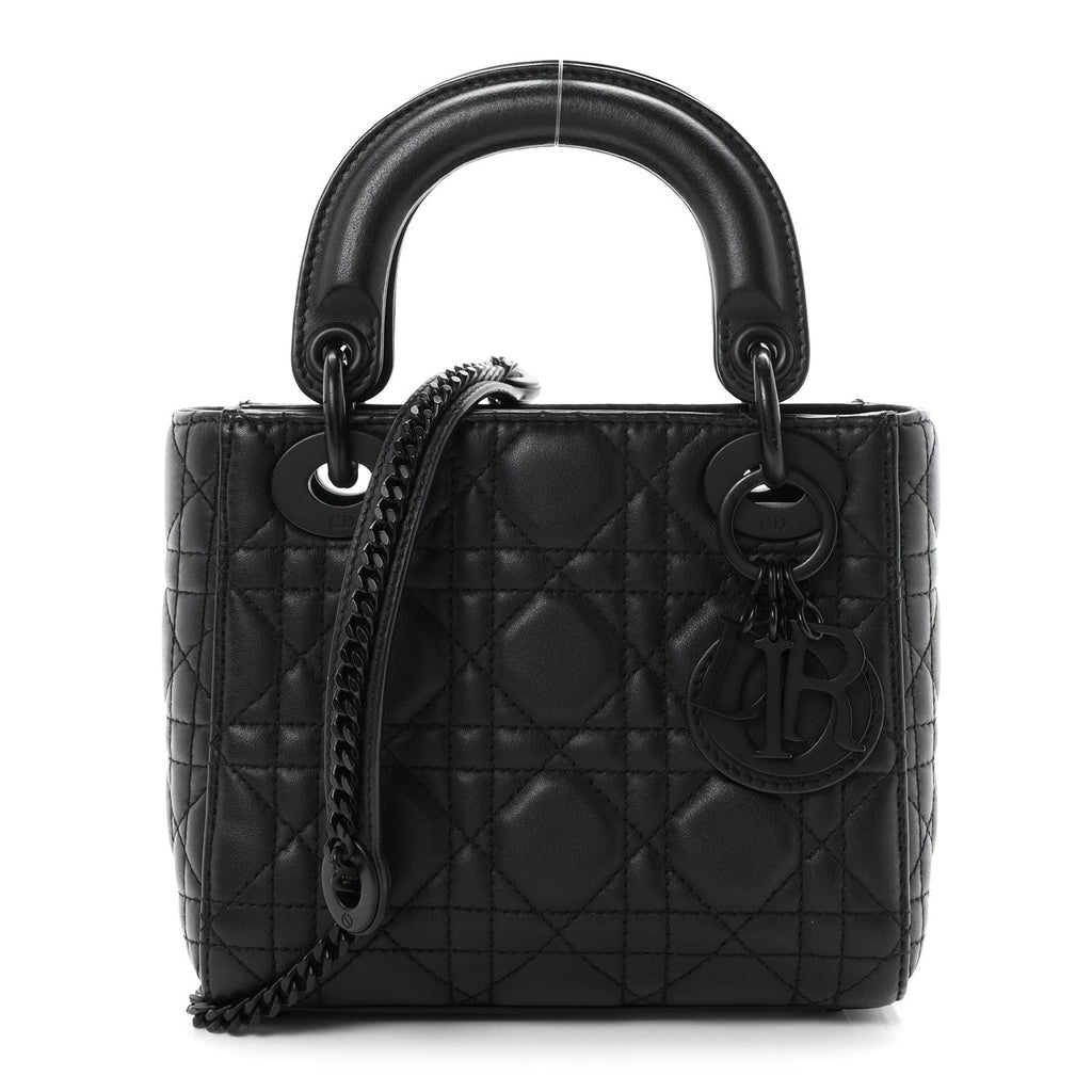 Ultra Matte Calfskin Cannage Mini Lady Dior Black