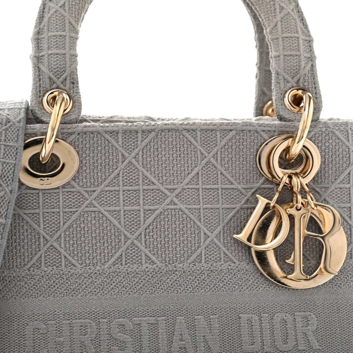 Canvas Embroidered Cannage Medium Lady D-Lite Gray