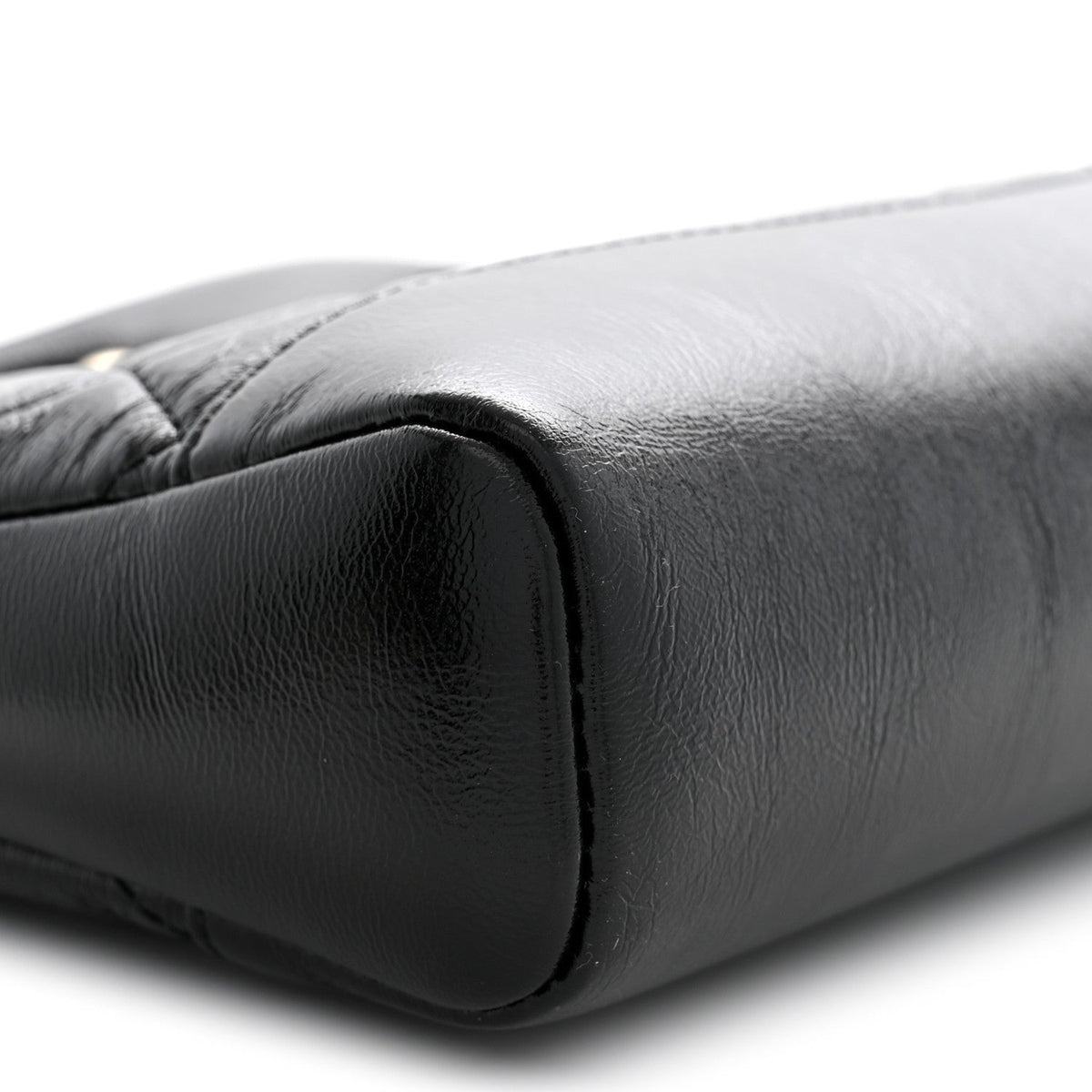 Aged Calfskin Quilted Mini 31 Shopping Bag Black