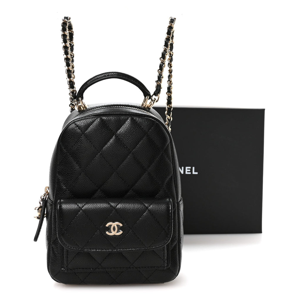 Caviar Quilted CC Mini Classic Backpack Black