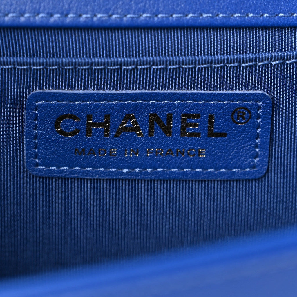 Calfskin Quilted Medium Boy Flap Blue