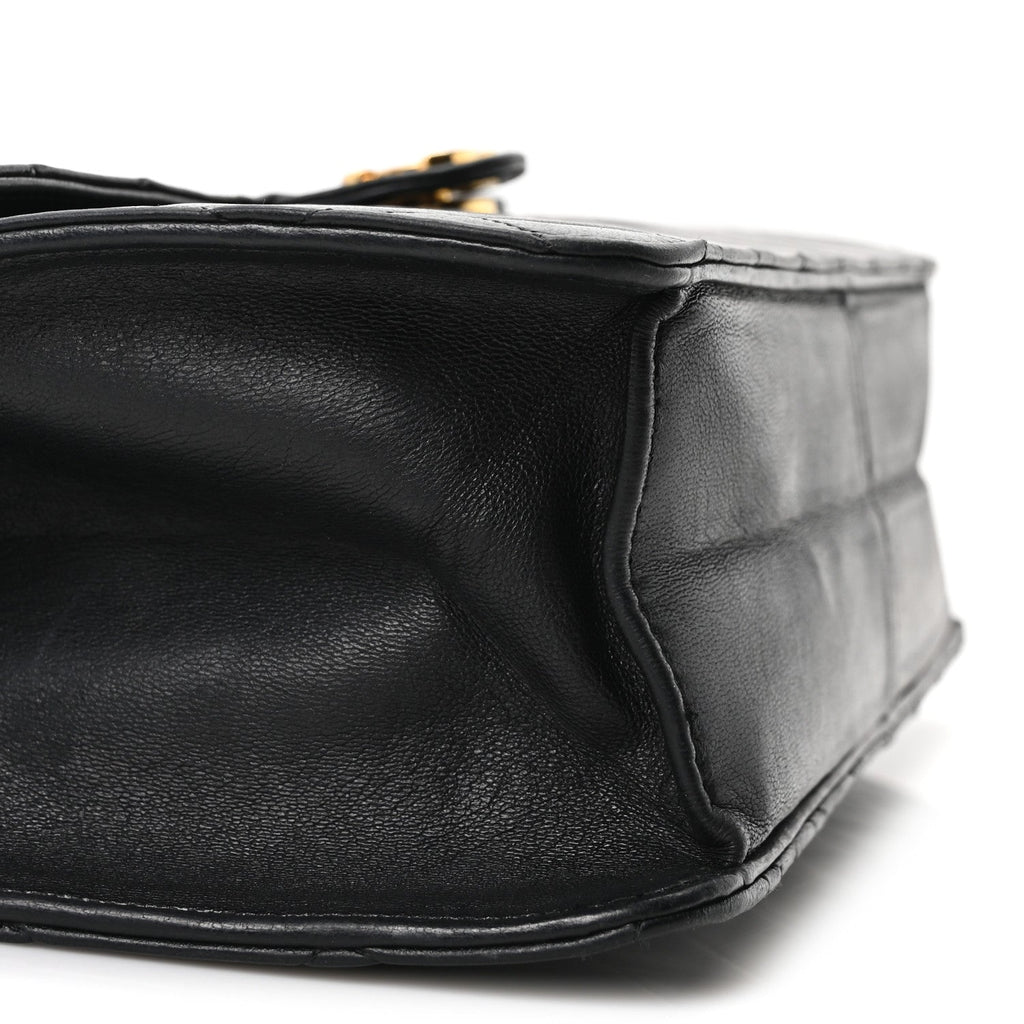 Lambskin Quilted Medium Single Flap Black