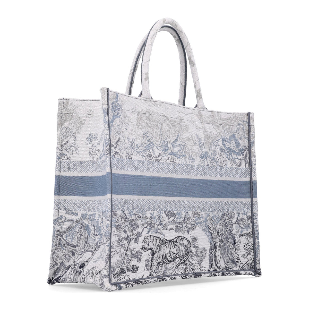 Gradient Canvas Embroidered Large Dioriviera Toile De Jouy Book Tote Blue