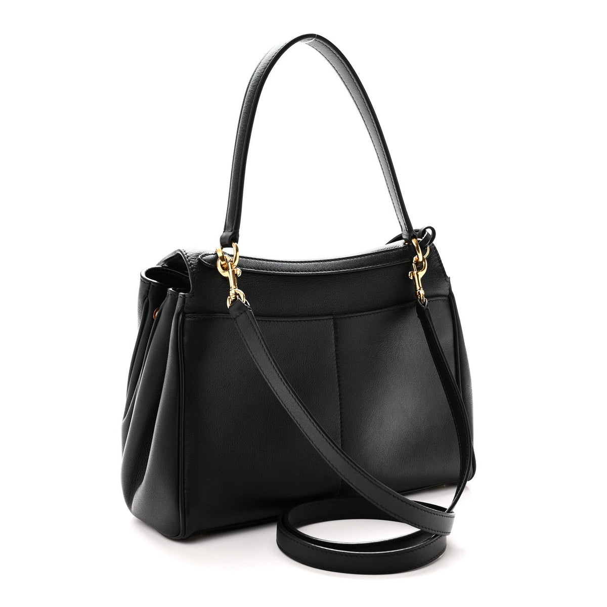 Natural Smooth Calfskin Small Rodeo Top Handle Handbag Black
