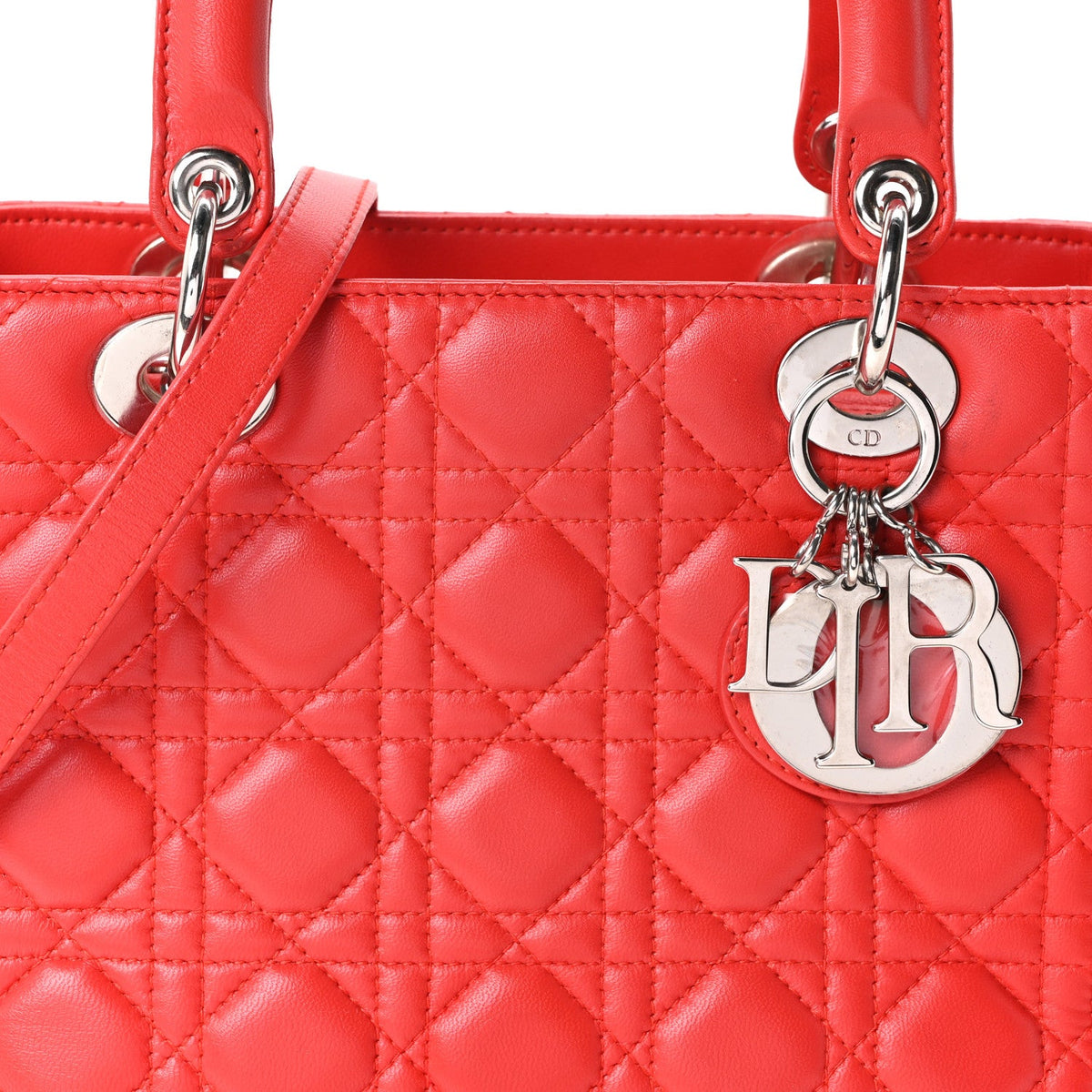 Lambskin Cannage Medium Lady Dior Red