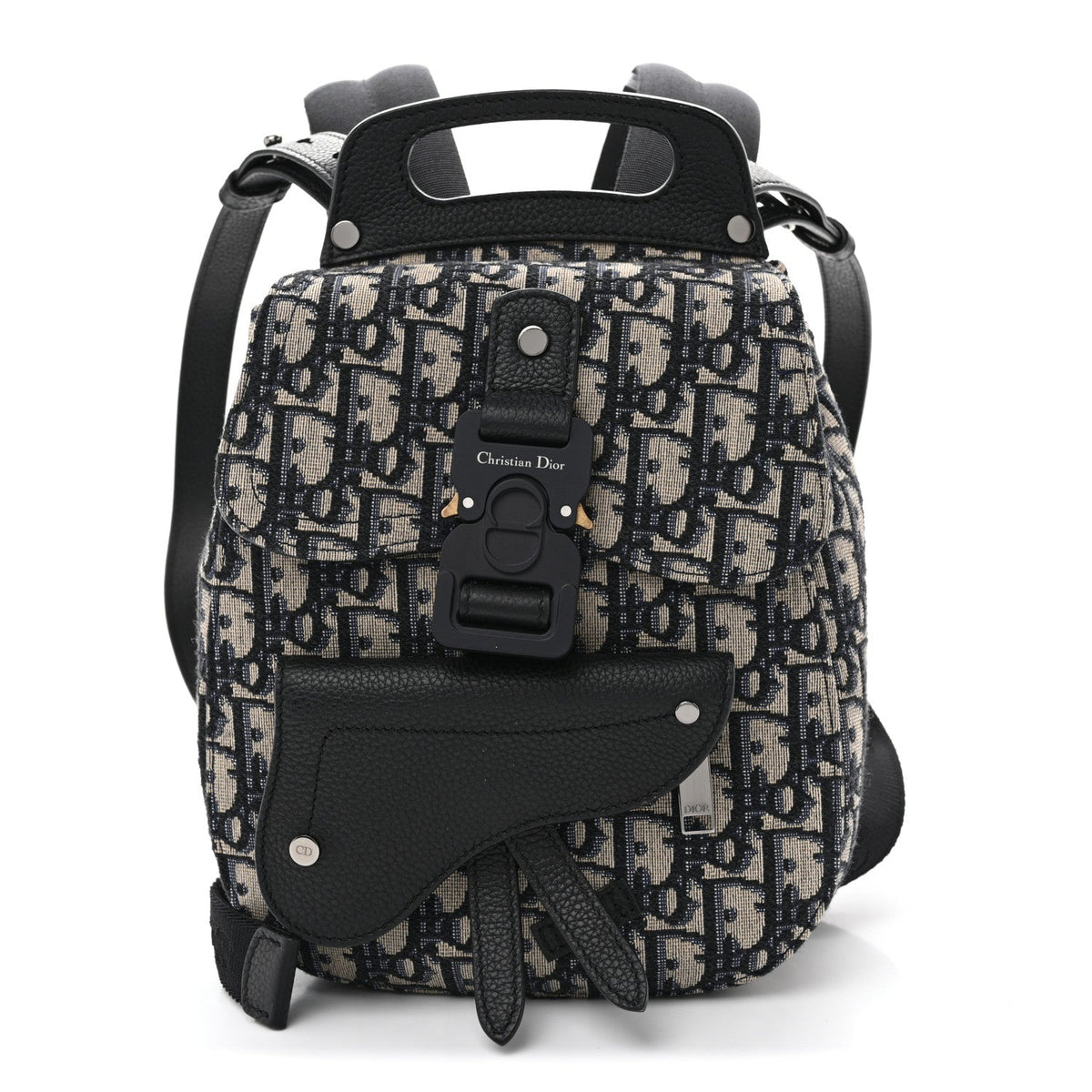 HOMME Oblique Calfskin Mens Mini Saddle Backpack Navy Blue