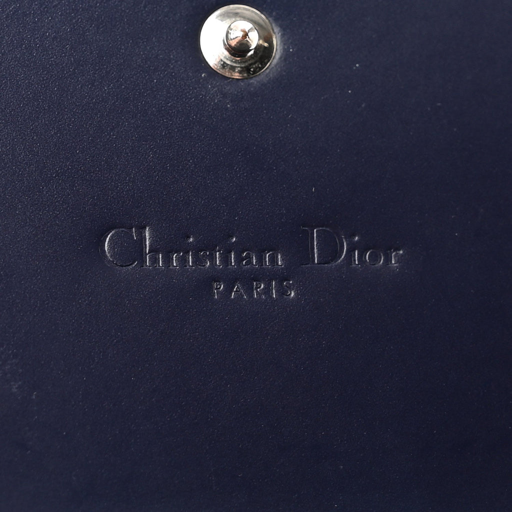 Patent Cannage Lady Dior Rendezvous Wallet On Chain Navy Blue