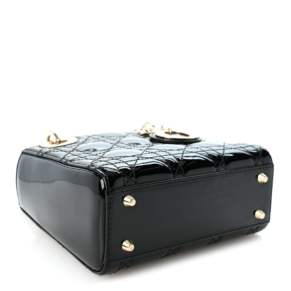 Patent Cannage Mini Lady Dior Black