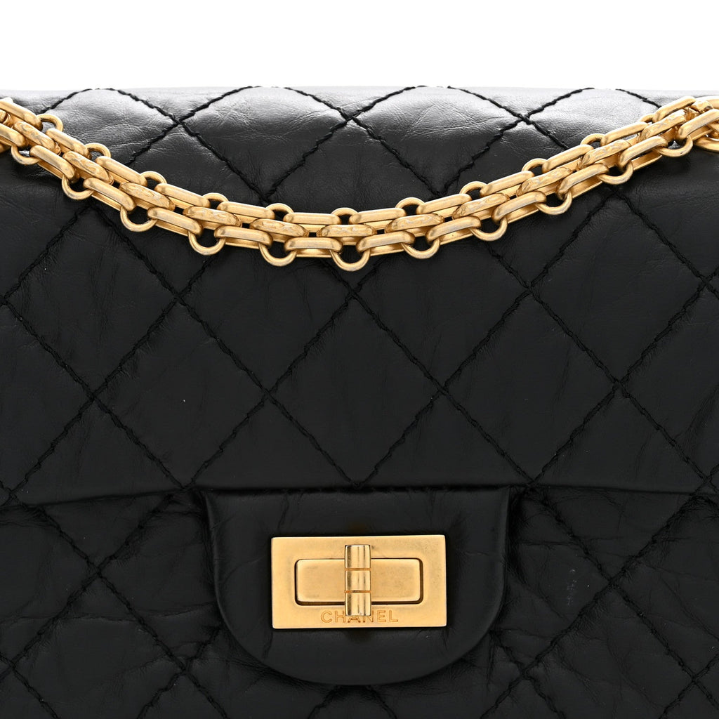 Aged Calfskin Quilted 2.55 Reissue Mini Flap Black