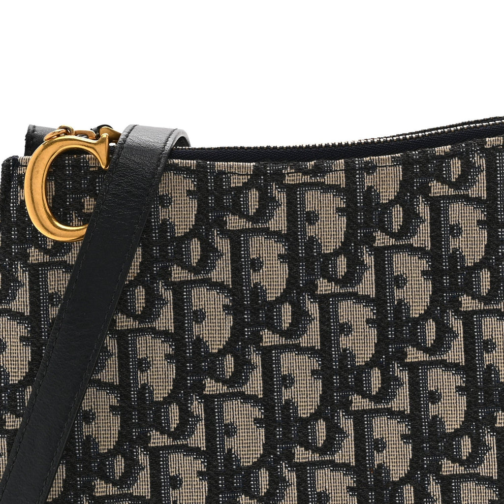 Oblique Saddle Pouch With Strap Navy Blue