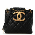 Lambskin Quilted Giant CC Shoulder Bag Black