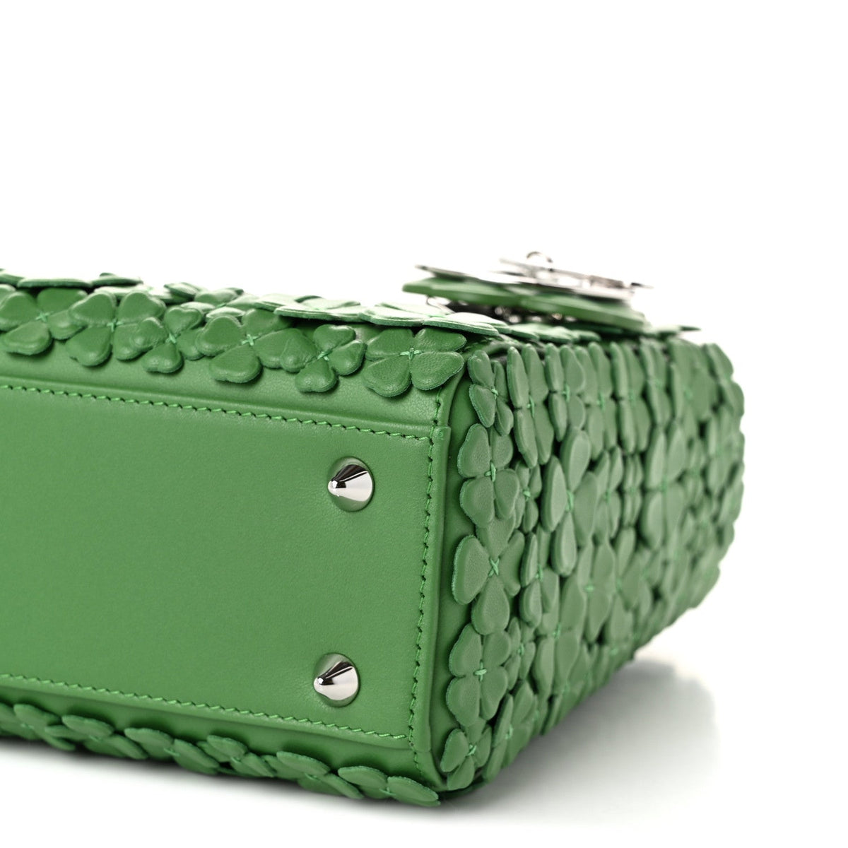 Lambskin Clover Allover Embroidered Mini Lady Dior Lucky Green