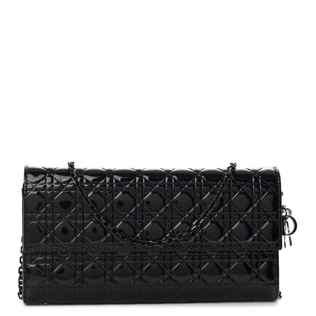 Patent Cannage Lady Dior Rendezvous Wallet On Chain Navy Blue