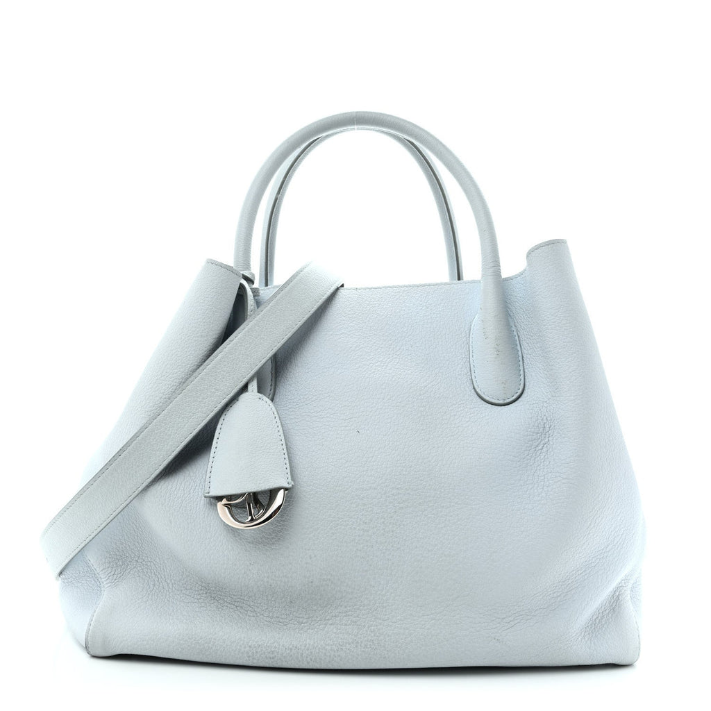 Supple Grained Calfskin Large Open Bar Tote Light Blue